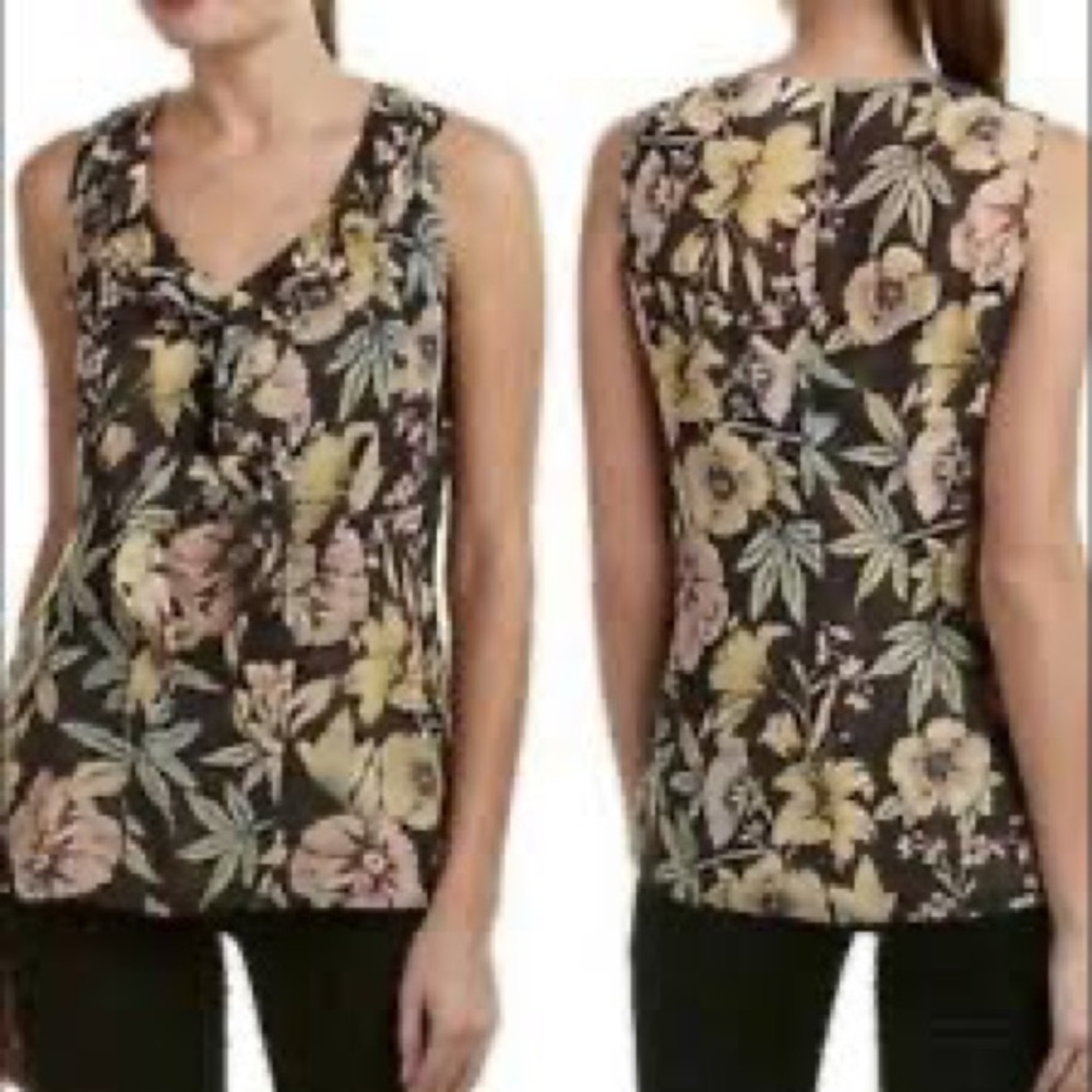 Cabi #3265 Top OSAKA NIGHTS Floral Ruffle Sleeveless Blouse Sz - Picture 7 of 7